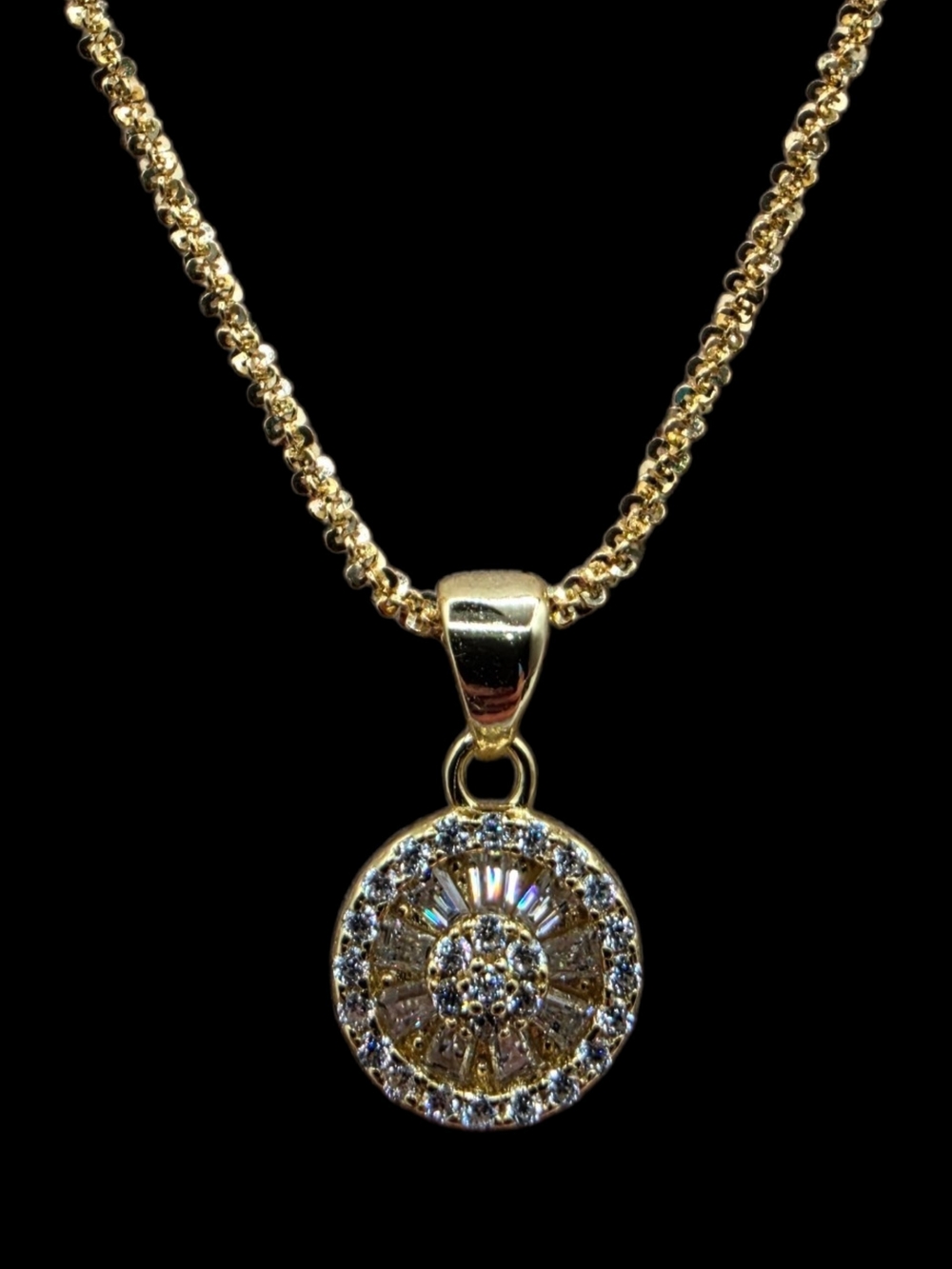 0.82CTW Moissanite 925 Sterling Silver Gold Overlay Pendant Necklace 18โ